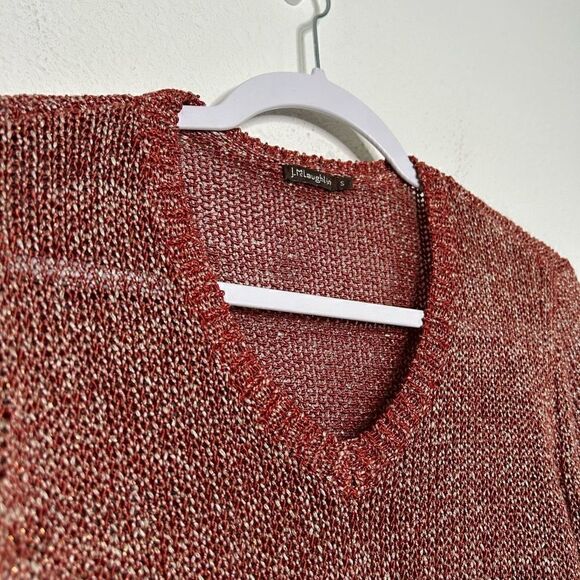 J McLaughlin Women’s Red V Neck Linen Knit‎ Pullover Sweater Size S - Picture 5 of 13